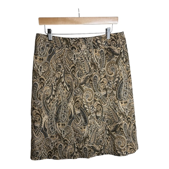 Express Design Studio Gold Paisley Skirt Brocade Straight Size 10 - Picture 2 of 8